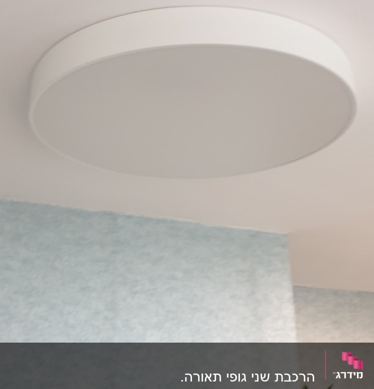 מנורת תקרה עגולה לבנה מותקנת על תקרה